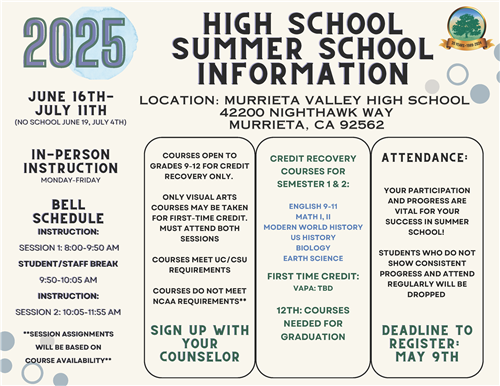 MVUSD High School Summer School